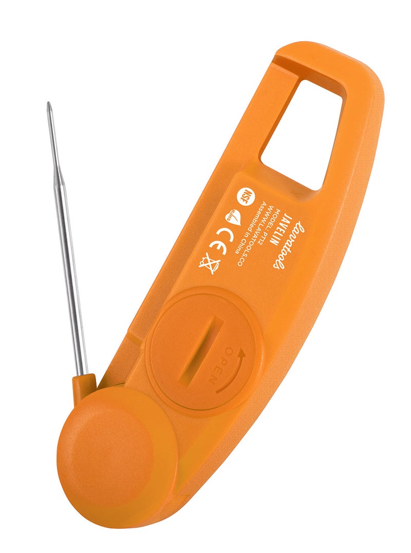 Lavatools JavelinÂ® Ultra-Fast 3-Second Digital Instant Read Meat Thermometer for Grill and Cooking, 2.75" Probe, Compact Foldable Design, Large Display, IP65 Water Resistant, NSF Certified â€“ Tangerine - Image 3